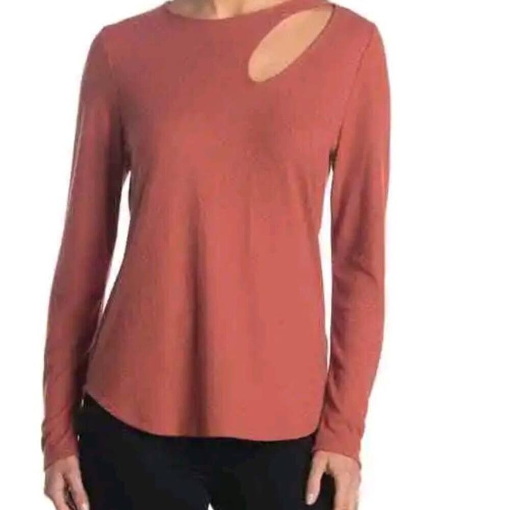 Status By Chenault Terracotta Knit Cut Out Top Casual Long Sleeve Med - Picture 8 of 8